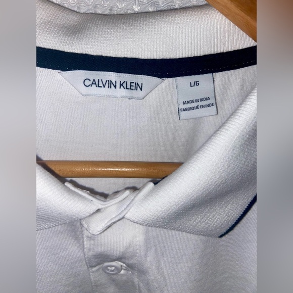 2/49$ Men’s Calvin Klein 100%‎ cotton white Polo with black detailing size large - Picture 4 of 12